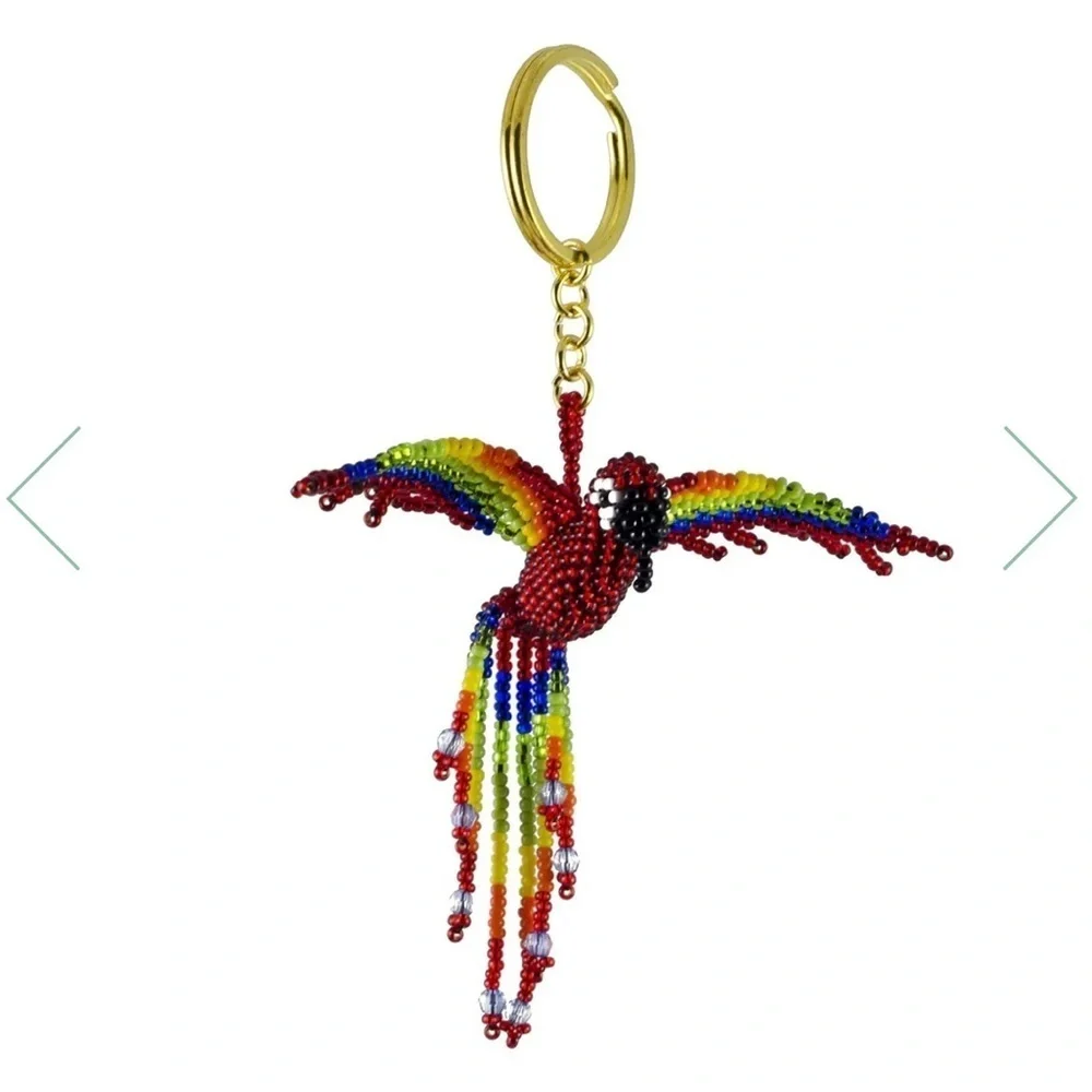 YUMAJAI Guacamaya Handmade Beaded Macaw Parrot Clutch Handbag Purse and Charm - Picture 3 of 9